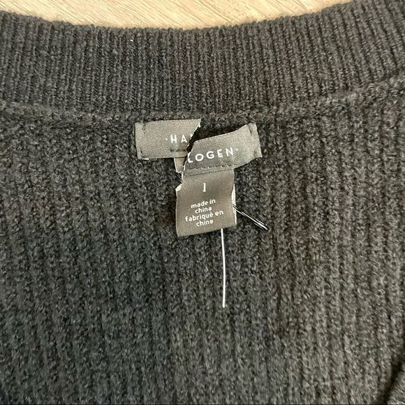 HALOGEN Cozy V-Neck Sweater in Black Oversized Relaxed fit Scoop neck - Picture 7 of 11